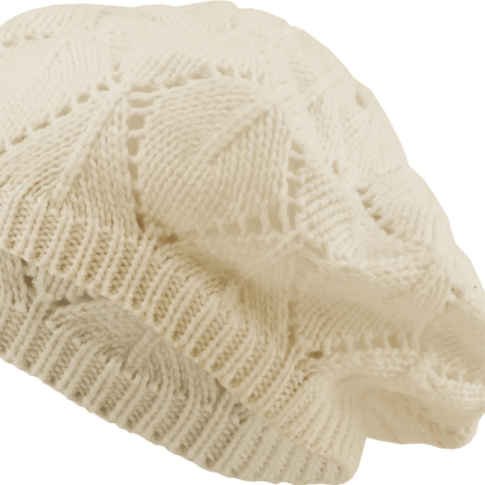 KNITTED SLOUCH BERET IVORY